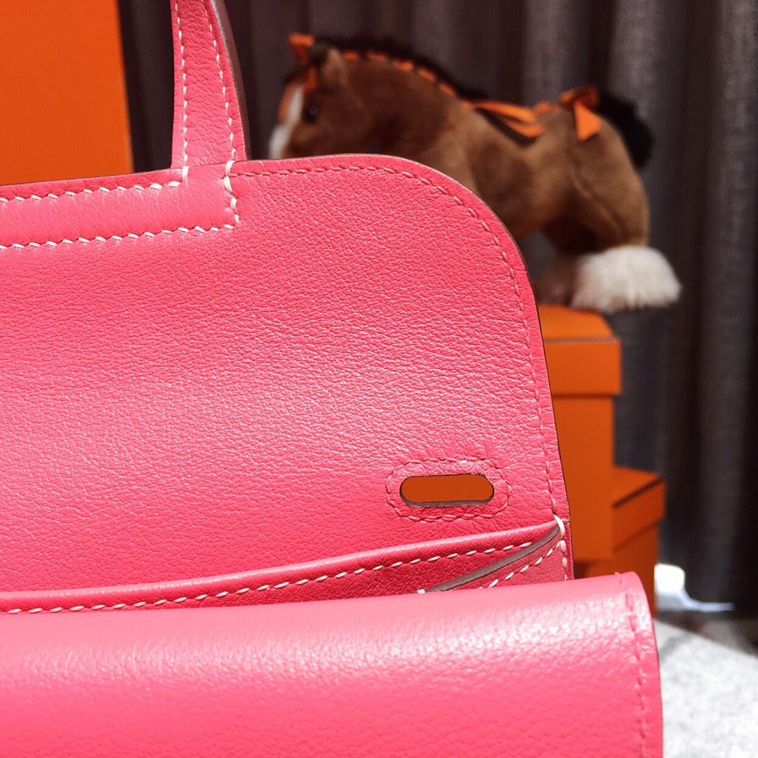 에르메스 미니 할잔백22 립스틱 핑크 은장 스위프트